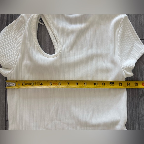 Elodie|White Ribbed Women's one shoulder cut-out Dress,minimalist style•••NWT - Picture 10 of 11